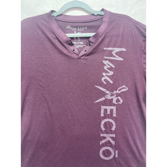 Marc Ecko T-Shirt Men’s Size XXL V-Neck Purple Cut Sew Large Logo Graphic Tee - Picture 1 of 14